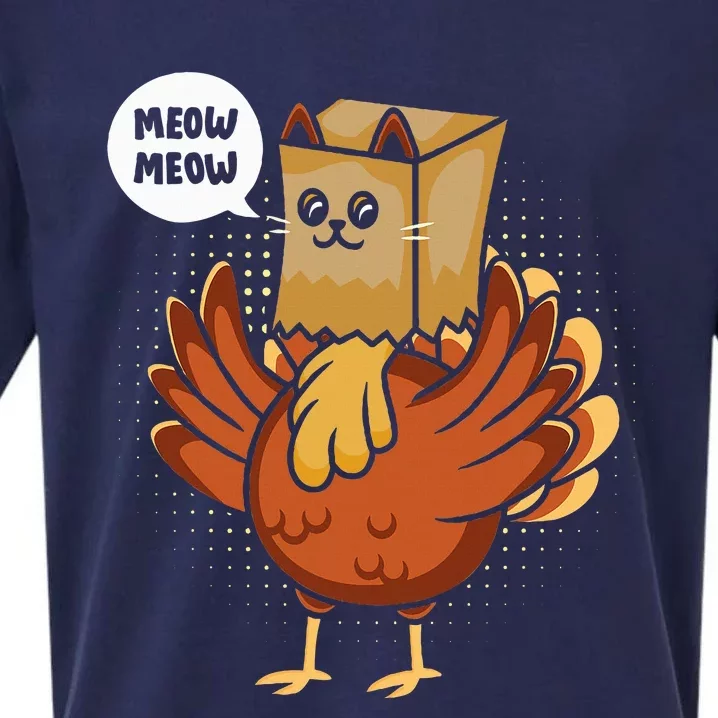 Funny Thanksgiving Day Fake Cat Turkey Meow Animal Farmer Sueded Cloud Jersey T-Shirt