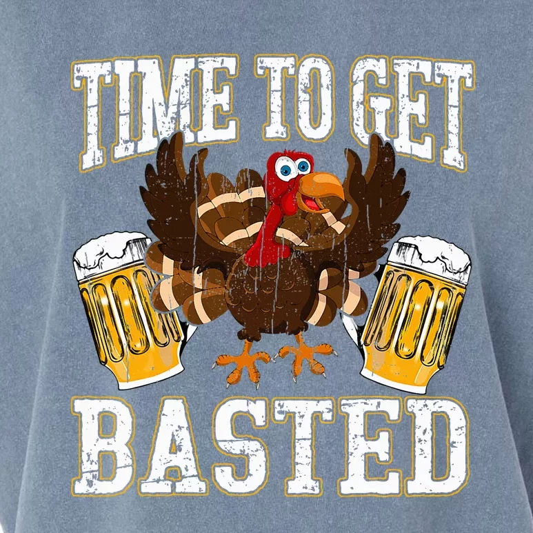 Funny Thanksgiving Drinking Time To Get Basted Turkey Garment-Dyed Women's Muscle Tee