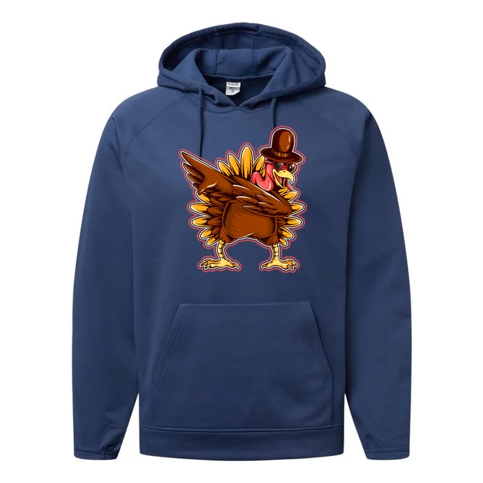 Funny Thanksgiving Dabbing Turkey Performance Fleece Hoodie