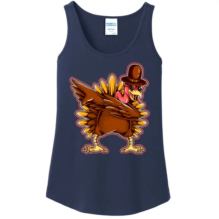 Funny Thanksgiving Dabbing Turkey Ladies Essential Tank