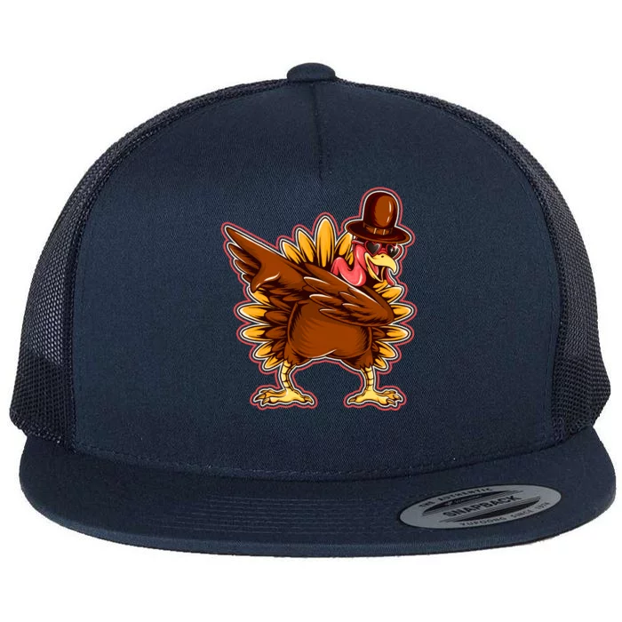 Funny Thanksgiving Dabbing Turkey Flat Bill Trucker Hat