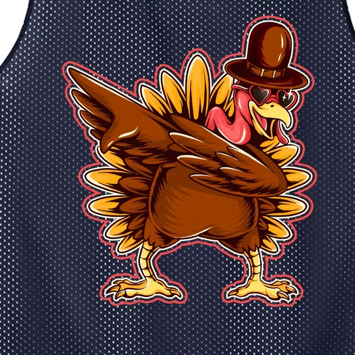 Funny Thanksgiving Dabbing Turkey Mesh Reversible Basketball Jersey Tank