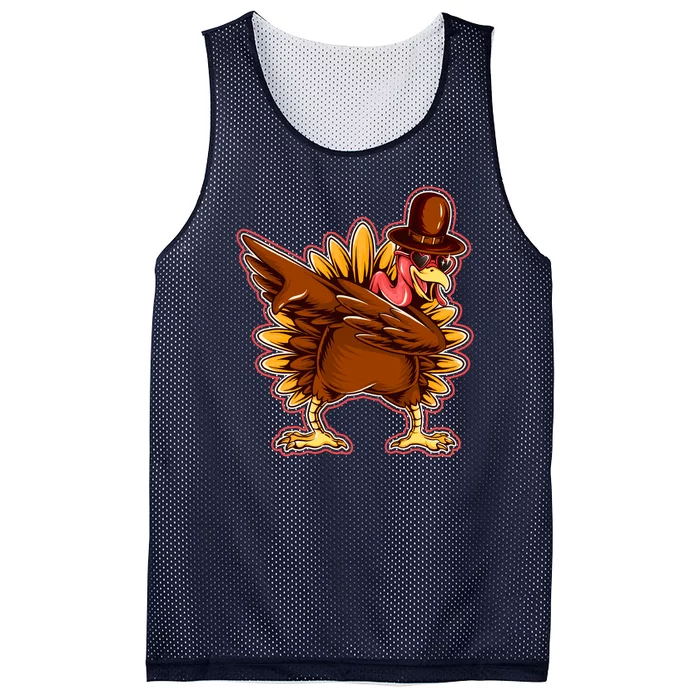 Funny Thanksgiving Dabbing Turkey Mesh Reversible Basketball Jersey Tank