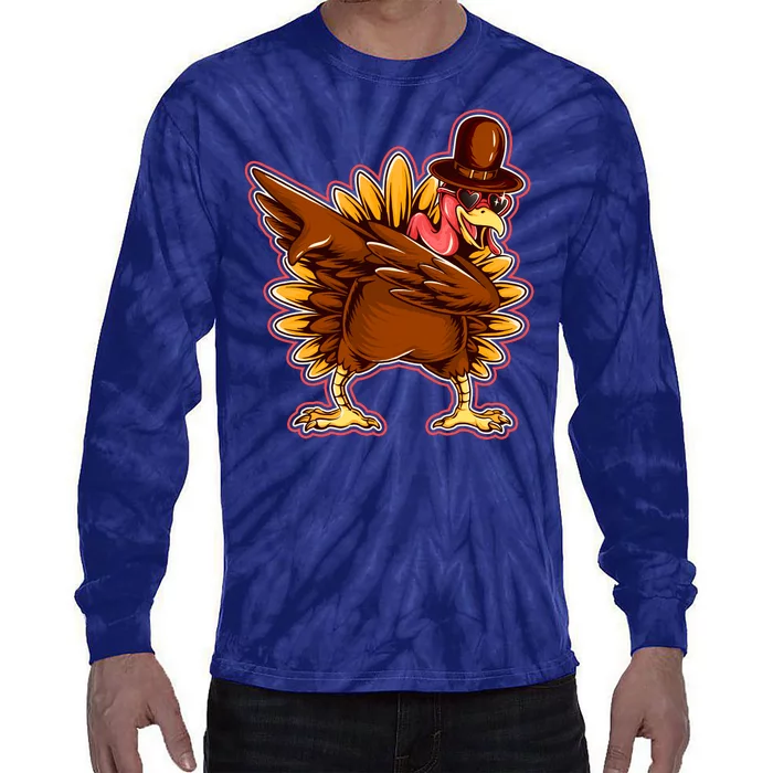 Funny Thanksgiving Dabbing Turkey Tie-Dye Long Sleeve Shirt