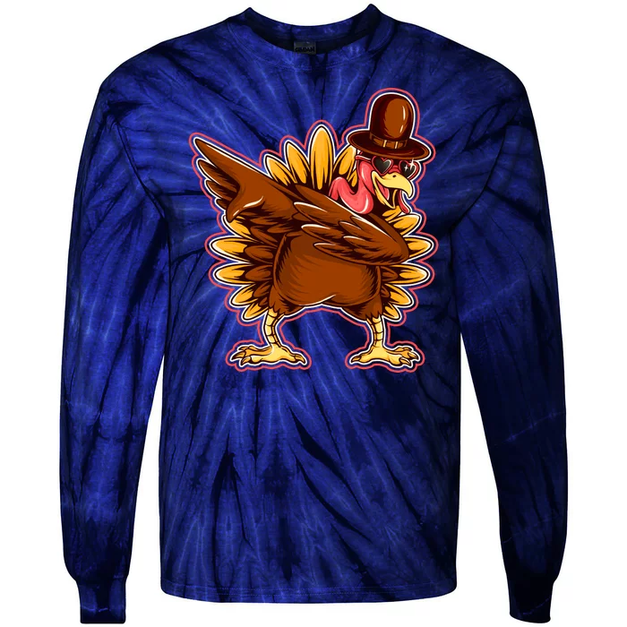 Funny Thanksgiving Dabbing Turkey Tie-Dye Long Sleeve Shirt