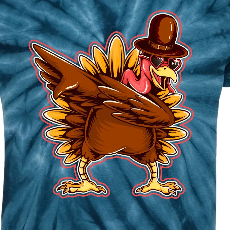 Funny Thanksgiving Dabbing Turkey Kids Tie-Dye T-Shirt