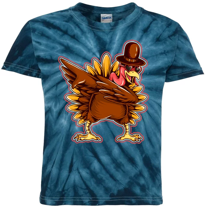 Funny Thanksgiving Dabbing Turkey Kids Tie-Dye T-Shirt