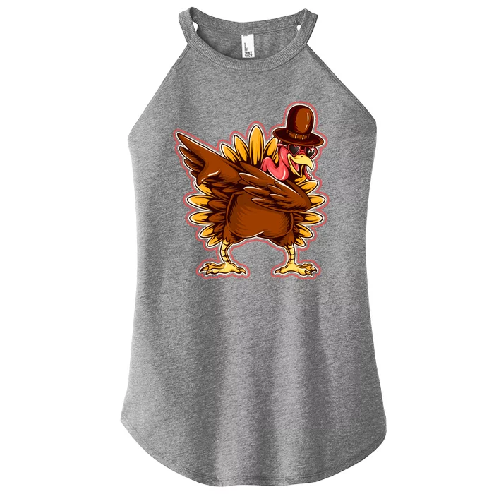 Funny Thanksgiving Dabbing Turkey Women’s Perfect Tri Rocker Tank