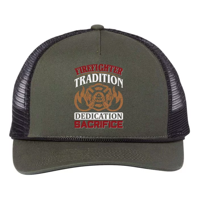 Firefighter Tradition Dedication Sacrfice Retro Rope Trucker Hat Cap