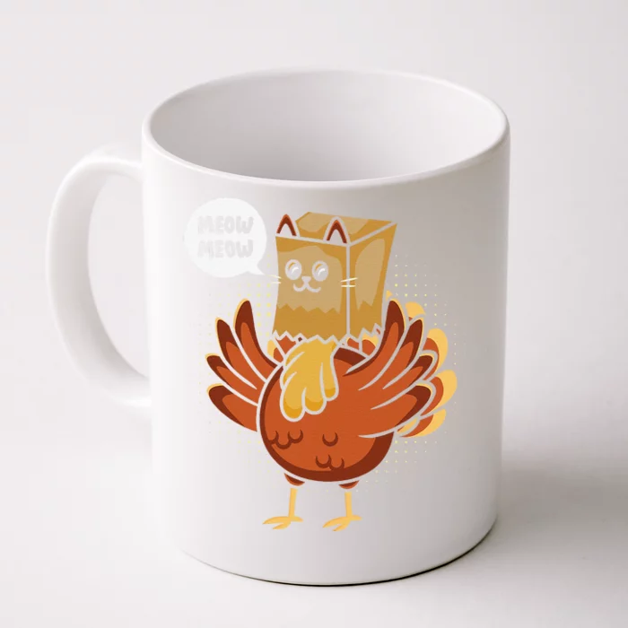 Funny Thanksgiving Day Fake Cat Turkey Meow Animal Farmer Front & Back Coffee Mug