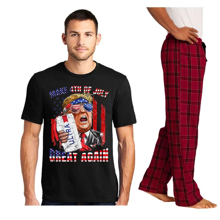 Funny Trump Drinking Make 4th Of July Great Again Pajama Set