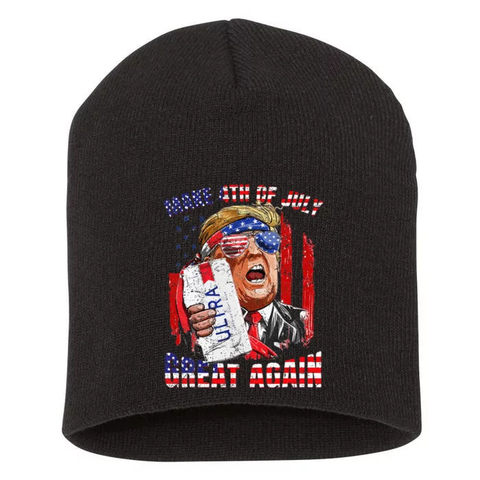 Funny Trump Drinking Make 4th Of July Great Again Short Acrylic Beanie