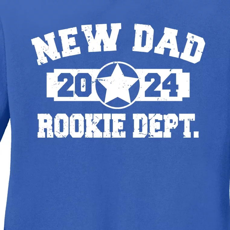 First Time Dad Est 2024 Rookie Dept Ladies Long Sleeve Shirt