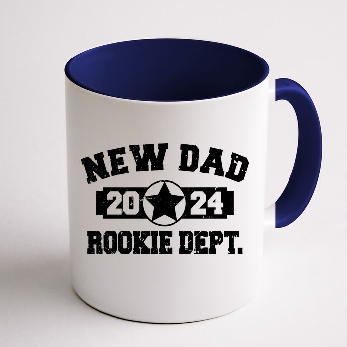 First Time Dad Est 2024 Rookie Dept Front & Back Coffee Mug