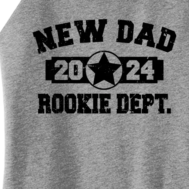 First Time Dad Est 2024 Rookie Dept Women’s Perfect Tri Rocker Tank