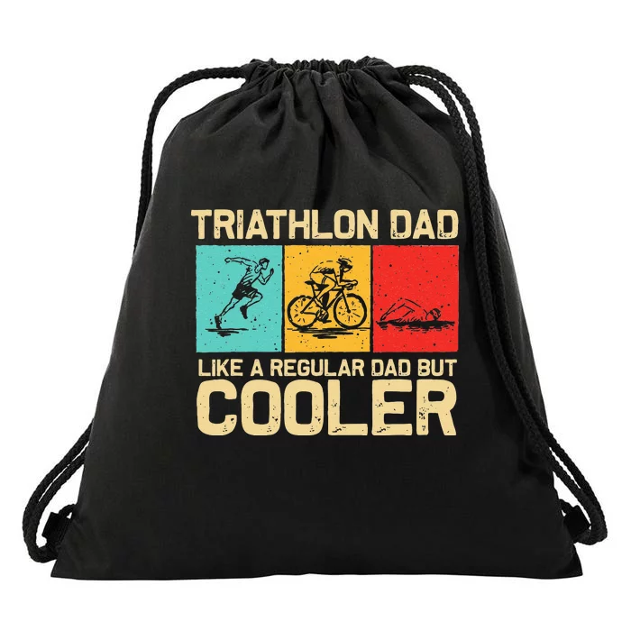 Funny Triathlon Design For Men Dad Swim Bike Run Triathletes Drawstring Bag