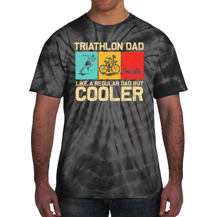 Funny Triathlon Design For Men Dad Swim Bike Run Triathletes Tie-Dye T-Shirt