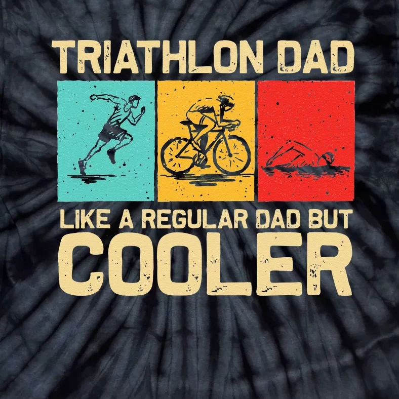 Funny Triathlon Design For Men Dad Swim Bike Run Triathletes Tie-Dye T-Shirt