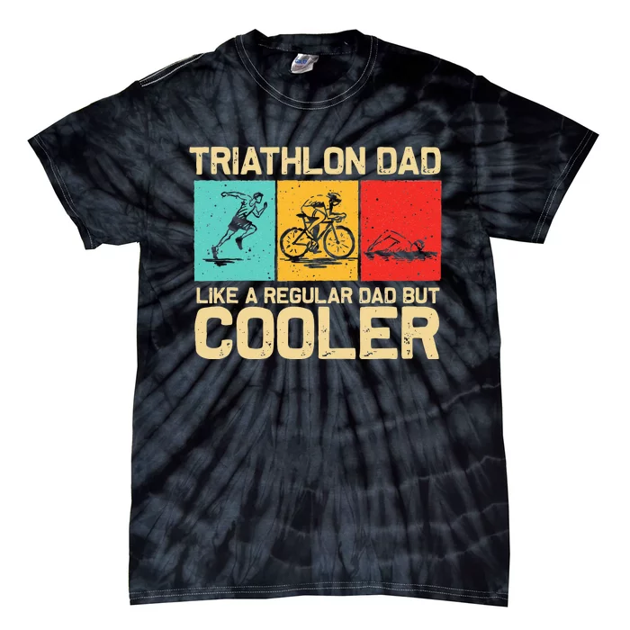 Funny Triathlon Design For Men Dad Swim Bike Run Triathletes Tie-Dye T-Shirt