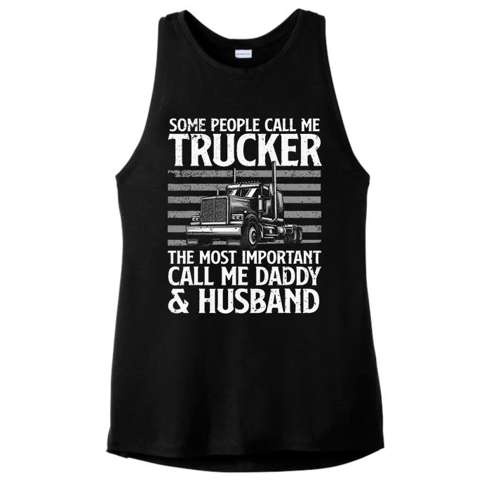 Funny Truck Driver Dad Trucker Trucking Lover Ladies Tri-Blend Wicking Tank