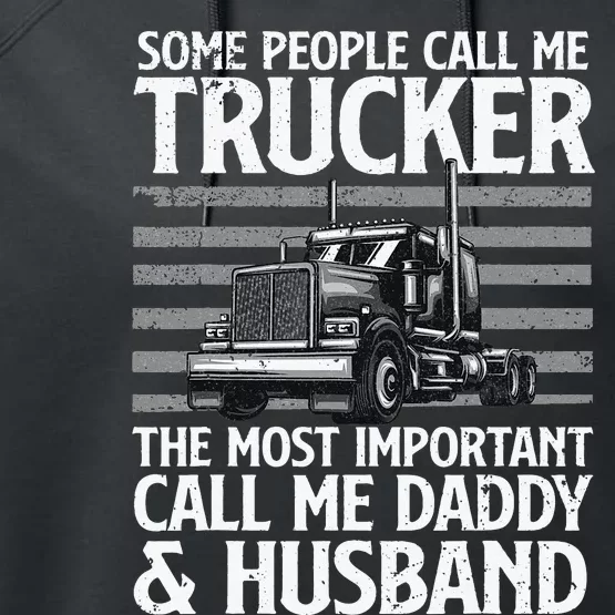 Funny Truck Driver Dad Trucker Trucking Lover Performance Fleece Hoodie