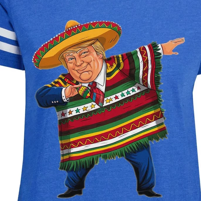 Funny Trump Dabbing Mexican Poncho Cinco De Mayo Enza Ladies Jersey Football T-Shirt