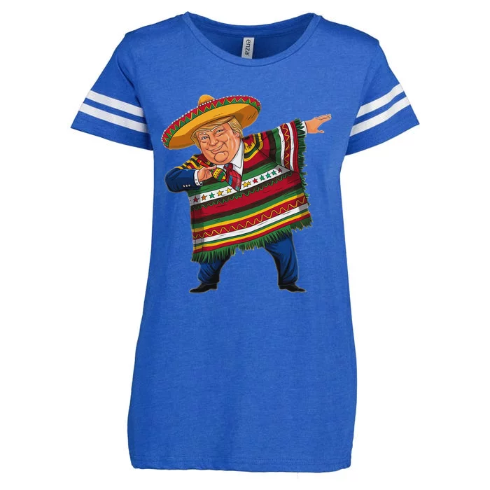 Funny Trump Dabbing Mexican Poncho Cinco De Mayo Enza Ladies Jersey Football T-Shirt