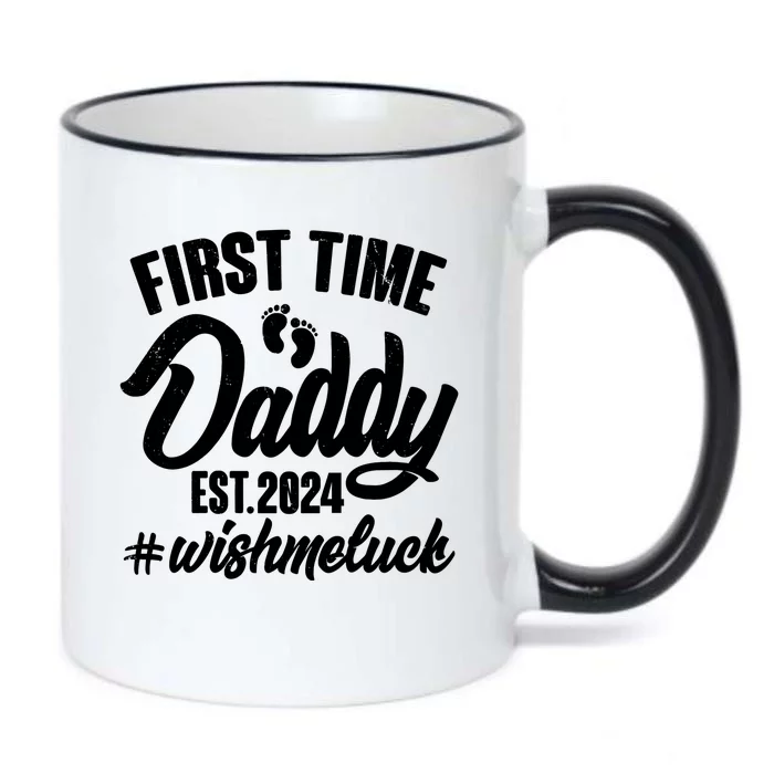 First Time Daddy Est. 2024 Wish Me Luck Black Color Changing Mug