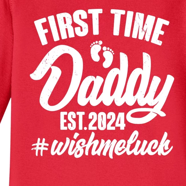 First Time Daddy Est. 2024 Wish Me Luck Baby Long Sleeve Bodysuit