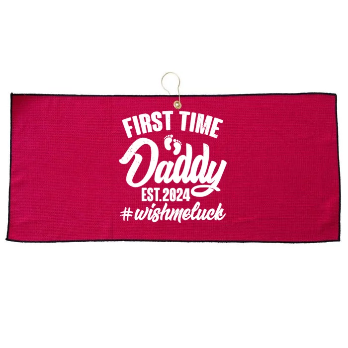 First Time Daddy Est. 2024 Wish Me Luck Large Microfiber Waffle Golf Towel