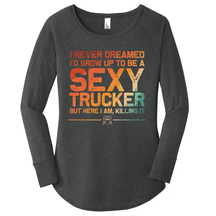 Funny Truck Driver Design For Trucker Trucking Lover Women's Perfect Tri Tunic Long Sleeve Shirt