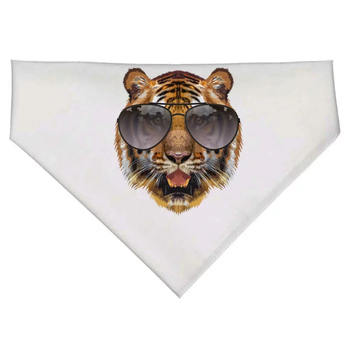 Funny Tiger Design For Women Cat With Glasses Lover USA-Made Doggie Bandana