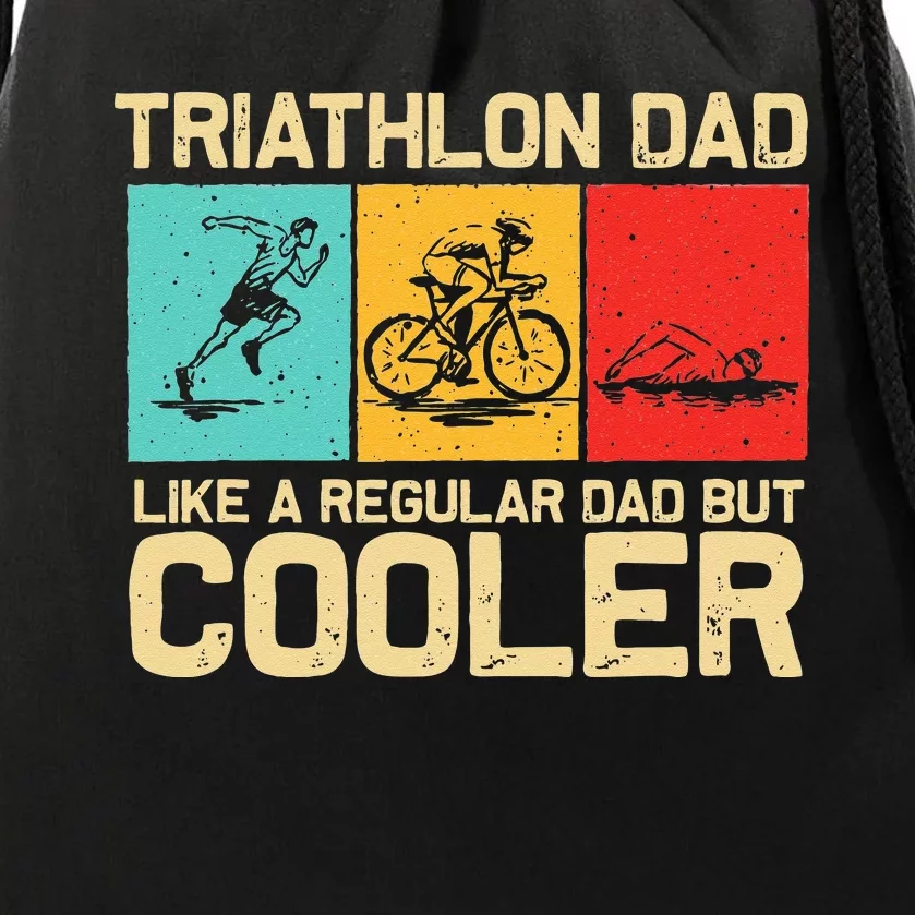 Funny Triathlon Design For Dad Swim Bike Run Triathletes Drawstring Bag