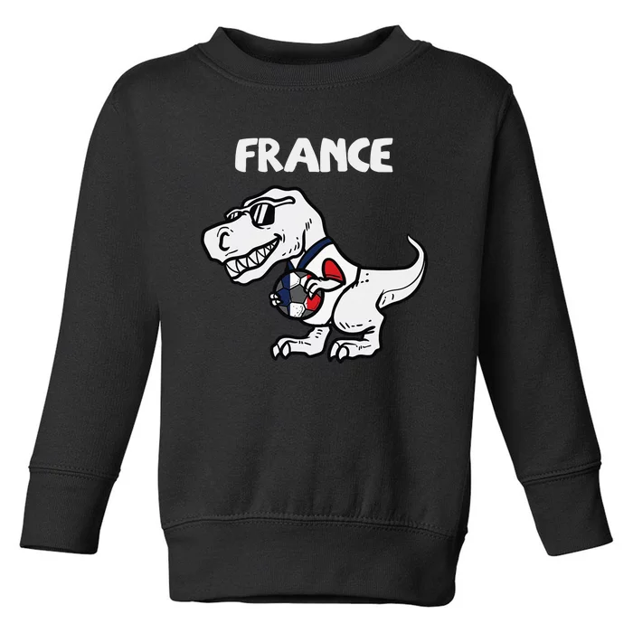 France Trex Dino French Flag Soccer Fan Toddler Sweatshirt