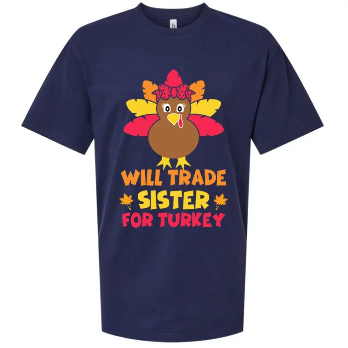 Funny Thanksgiving Day Will Trade Sister Turkey Sueded Cloud Jersey T-Shirt