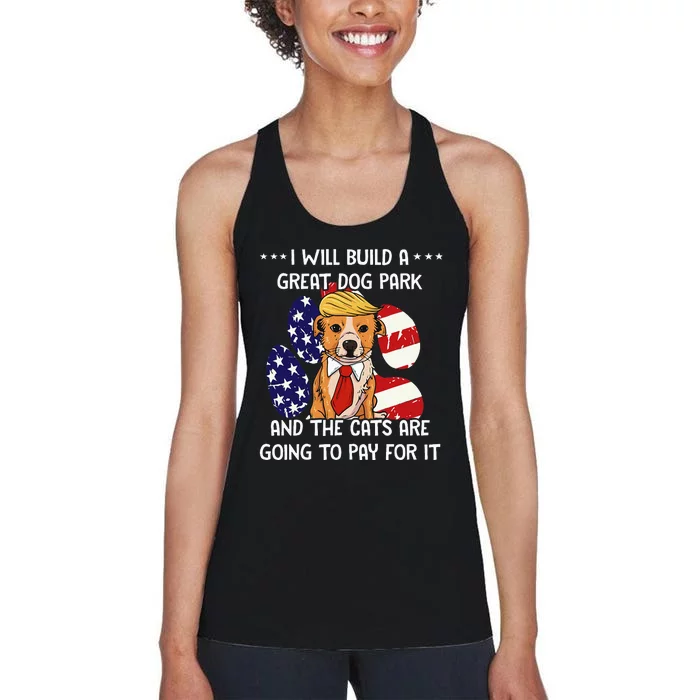 Funny Trump Dog T Build A Great Dog Park Political Women's Racerback Tank