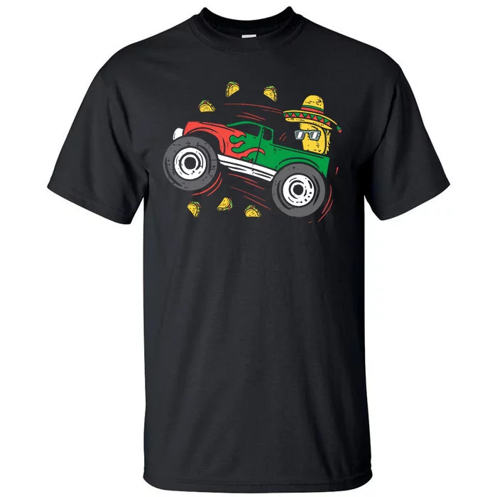 Funny Taco Driving Monster Truck Tall T-Shirt