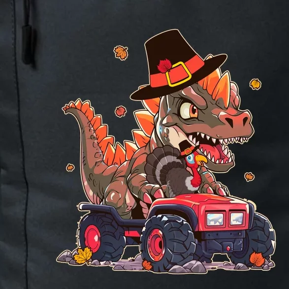 Funny Thanksgiving Dinosaur And Turkey Riding Monster Truck Daily Commute Backpack