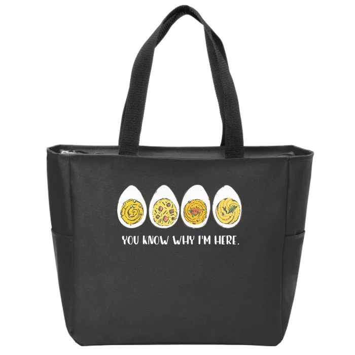 Funny Thanksgiving Dinner Deviled Egg You Know Why Im Here Zip Tote Bag