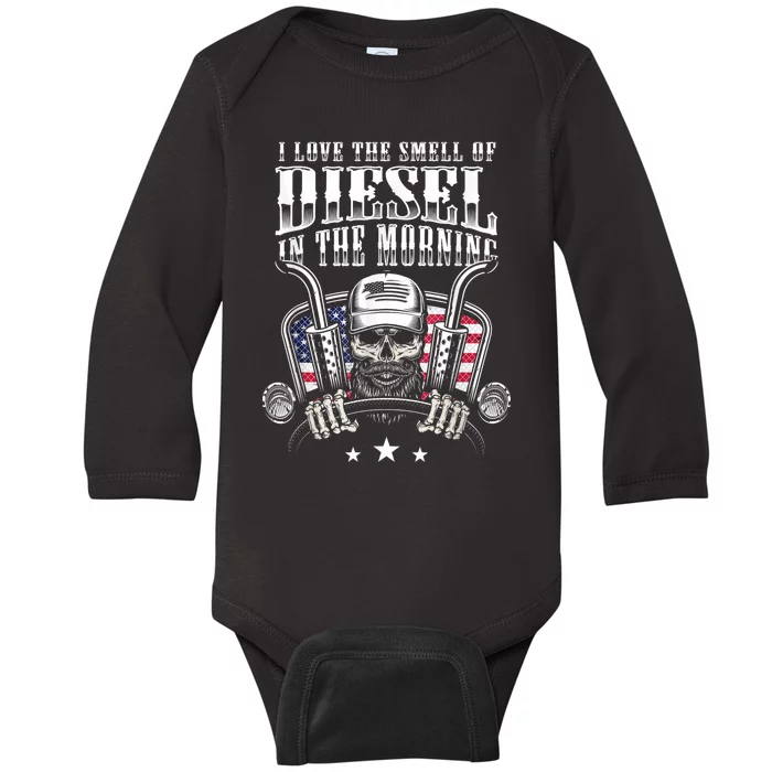 Funny Truck Driver Gift For I Love The Smell Of Diesel Baby Long Sleeve Bodysuit