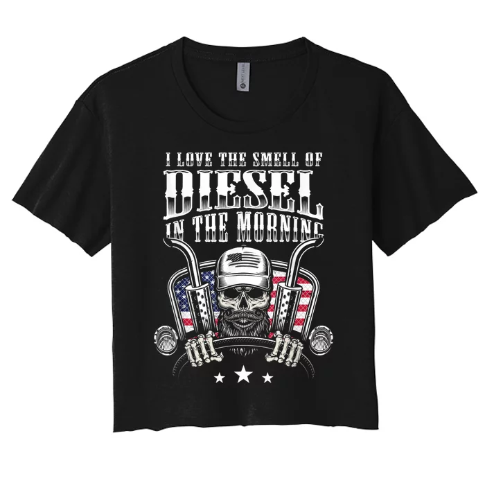 Funny Truck Driver Gift For I Love The Smell Of Diesel Women's Crop Top Tee