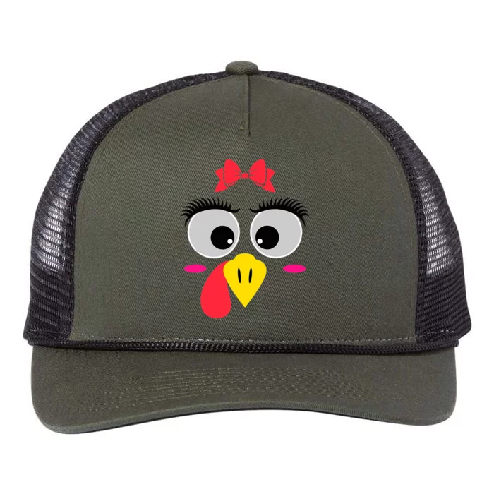 Funny Thanksgiving Day Turkey Face Red Bow Costume Retro Rope Trucker Hat Cap