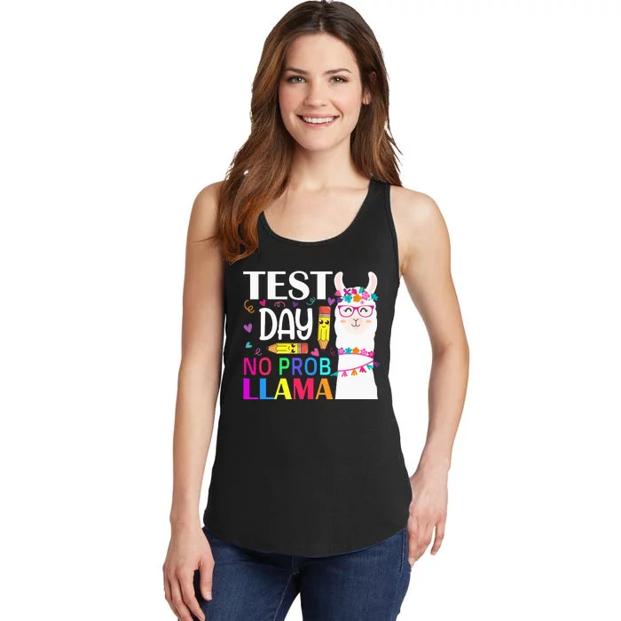 funny Test Day No Prob-llama Llama Teacher Ladies Essential Tank