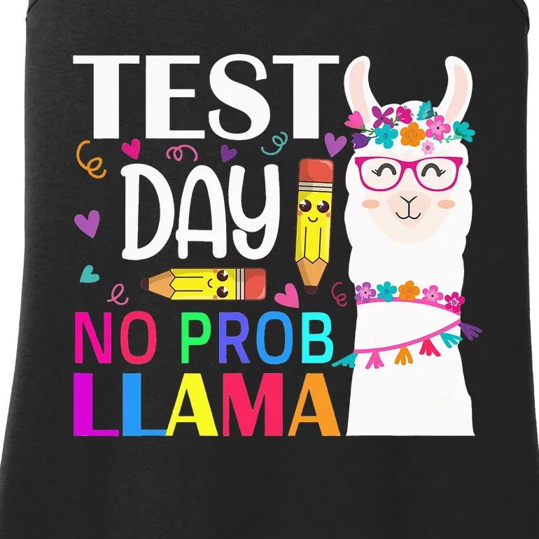 funny Test Day No Prob-llama Llama Teacher Ladies Essential Tank