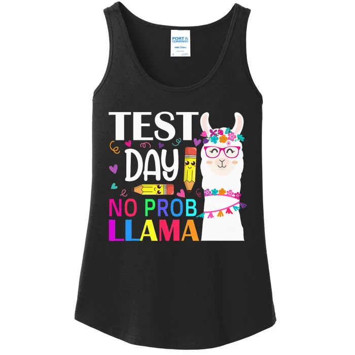 funny Test Day No Prob-llama Llama Teacher Ladies Essential Tank