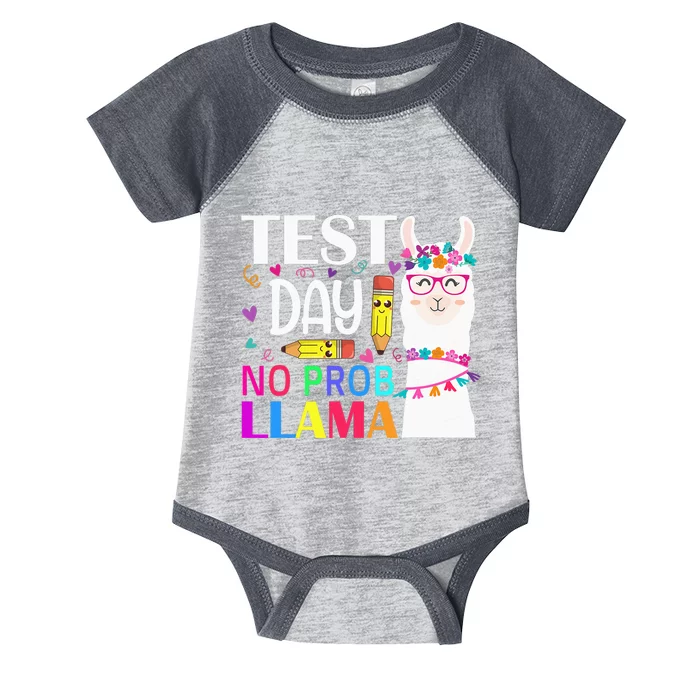 funny Test Day No Prob-llama Llama Teacher Infant Baby Jersey Bodysuit