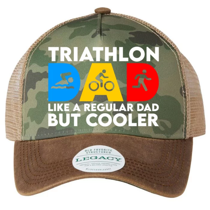 Funny Triathlon Design Dad Swim Bike Run Triathletes Gift Legacy Tie Dye Trucker Hat