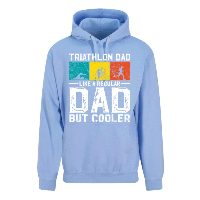 Funny Triathlon Design Dad Swim Bike Run Triathletes Gift Unisex Surf Hoodie