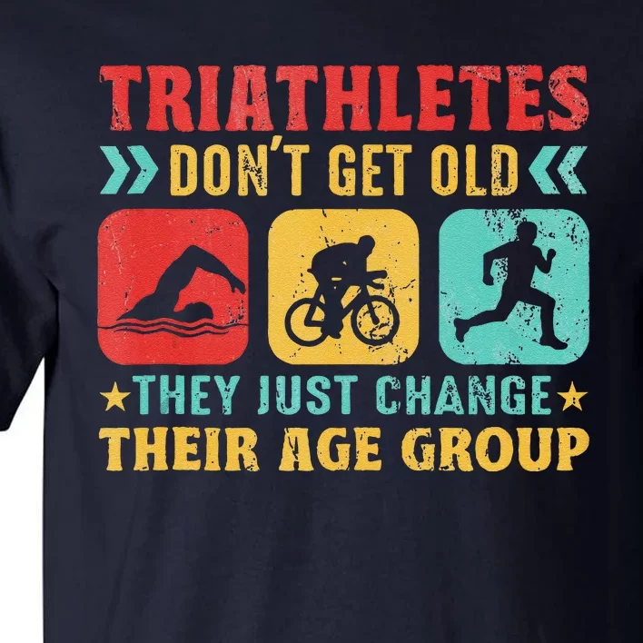 Funny Triathlon Design Triathletes Swim Bike Run Tall T-Shirt