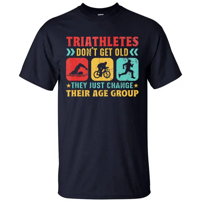 Funny Triathlon Design Triathletes Swim Bike Run Tall T-Shirt